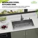 Kitchen And Bar Sink, 27x18 Inch Stainless Steel Drop In Modern Single Bowl Topmount Kitchen And Bar Sink Combo-SS Grid,Spoon Rest,Drain Strainer Set Compatibility With Various Kitchen&Bar Style, 27x18x9 inches