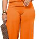 PINSV Lounge Sets For Women Casual 2 Piece Outfits Baggy Short Sleeve Top And Flare Pants Tracksuits, XL