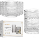 Amzcku Vintage Drinking Glass Set of 6 Kitchen Glasses Cup 13 OZ for Water, Cocktail, Milk, Juice and Beverage