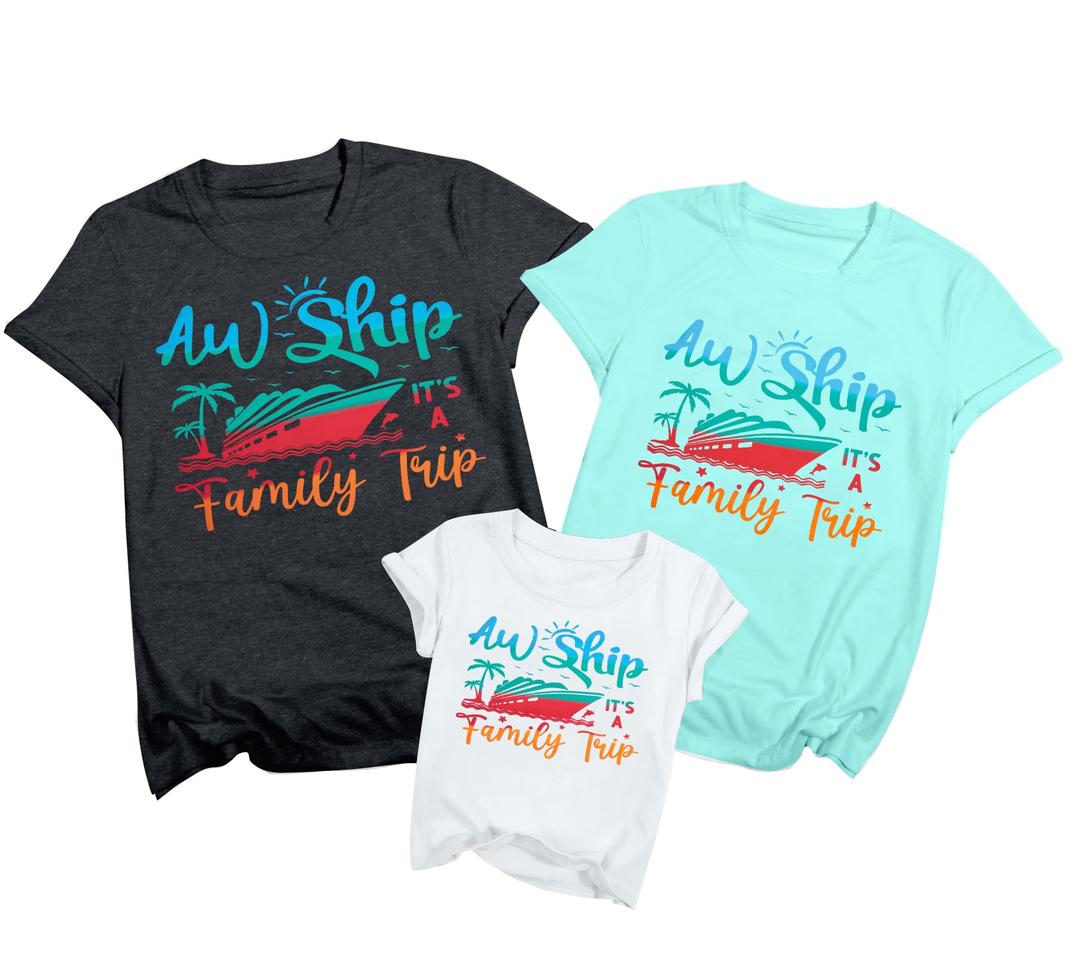 2025 Family Cruise Shirts Women It's A Family Trip Shirt Making Memories Together Cruise Ship Short Sleeve Tops Mint Green