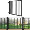 Deck Gate Outoor, 36 Black Heavy Duty Steel Anti-Rust Fence Door with Adjustable Width (Up to 48"), Easy Installation Metal Gate for Residential, Yard, Patio, with Hinges and Latch