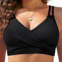 Women Underwire Bikini Top Only - Push Up Bathing Suit Top Twist Front Swimsuit (Small, Black)
