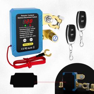 DaierTek 240A Remote Battery Disconnect Switch with Voltage Display 12V/24V Kill Switch with Voltmeter Anti Theft Cut Off Switch for Automotive Car Boat