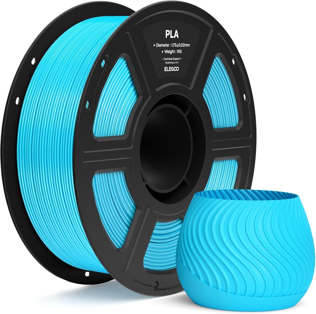 ELEGOO PLA Filament 1.75mm Sky Blue 1KG, 3D Printer Filament Dimensional Accuracy +/- 0.02mm, 1kg Spool(2.2lbs) Fit Most FDM 3D Printers