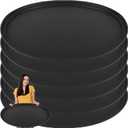 6 Pcs 24 Inch x 29 Inch Large Restaurant Serving Trays, Black PP Plastic Non Slip Tray,Oval Plastic Food Serving Tray with Raised Edges for Home Kitchen Restaurant Cafeterias Fast Food Service