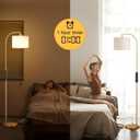 Ambimall Arc Floor Lamp with Remote and Stepless Dimmable Bulb, Colors Temperature & Brightness Adjustable, Gold Floor Lamps for Living RoomDeep Beige Shade & Gold Pole