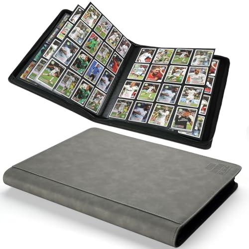 Arkeiliy Premium Ringless Trading Card Binder - 1024 Capacity, 16 Side-Loading Pockets per Page, Archival Quality Protection & Anti-Slip Spine for TCG, MTG, Sports Cards (Gray)