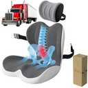 Truck Seat Cushion Set with Headrest for Long Haul Drivers, Memory Foam