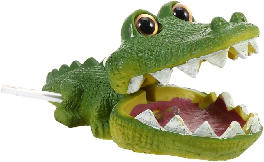 POPETPOP Simulated Crocodile Aquarium Ornament 5.51 Inch Resin Alligator Fish Tank Decor Safe Durable Bubbling Aquatic Decoration for Freshwater Saltwater Tanks