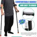 Geiserailie 2 Pcs Forearm Crutches for Adults, Folding Forearm Crutches Lightweight and Adjustable with Rubber Grips for Comfortable Grip, Aluminum Cane with Cuffs for Walking, Black