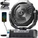 FRIZCOL 3-in-1 Camping Fan - Portable Fans Rechargeable - 24000mAh Battery Powered Fan with Light & Remote for Indoor, Outdoor, Tent, Travel, Fishing, Jobsite, Gifts for Men Dad Him - Black