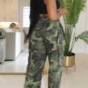 Baggy Jeans for Woman, Hunting Pants for Women, Camo Jeans, Camo Sweatpants (Green, XL)
