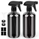 Bontip Glass Spray Bottle, Black Glass Spray Bottle Set & Accessories Refillable for Plants Window Cleaners Aromatherapy Facial hydration Watering Flowers Hair Care (2 Pack/16oz) (Black)