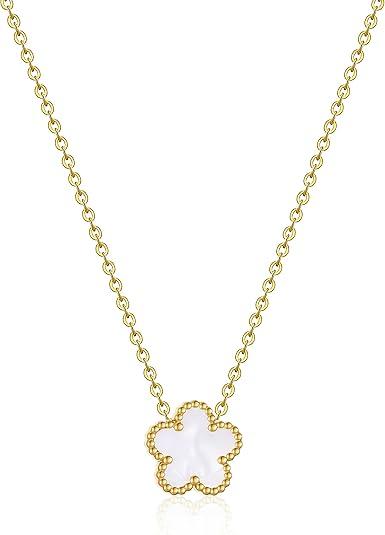 18K Gold Plated Clover Necklace for Women, Four Leaf Flower Lucky 4 Leaf Necklace Pendant Dainty Jewelry Gift for Women