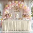 Wish Care Ivory Tulle Tablecloth for 6 Foot Rectangle Tables Stretch Fitted Rectangular Table Cloths Wrinkle Free Ruffle Elastic Table Cover Tutu Skirt for Wedding Birthday Party Baby Shower Cake