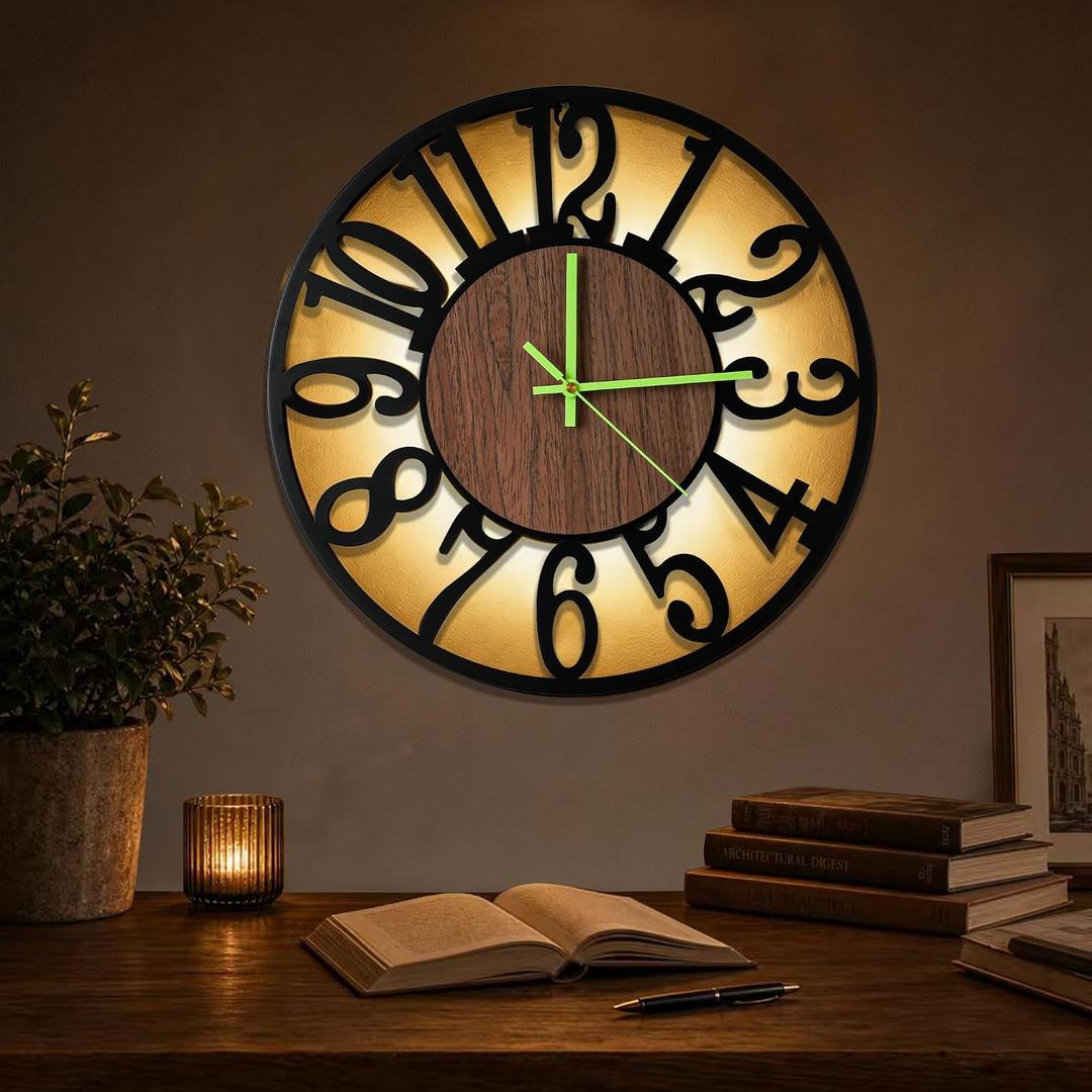 Glow in The Dark Wall Clock Battery Operated, 20''