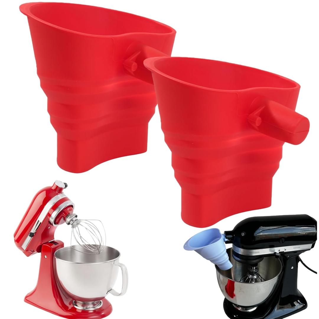 2 Pcs Silicone Flour Funnel for Kitchen Aid Mixer, Preventing Flour Spills