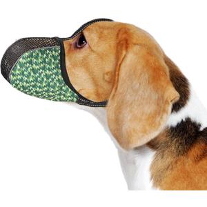 Dog Muzzle Medium Sized Dogs Anti Bite Bark Soft Air Mesh Muzzles Reflective Ajustable Full Coverage Dog Mouth Guard Cover for Grooming Scavenging Green M