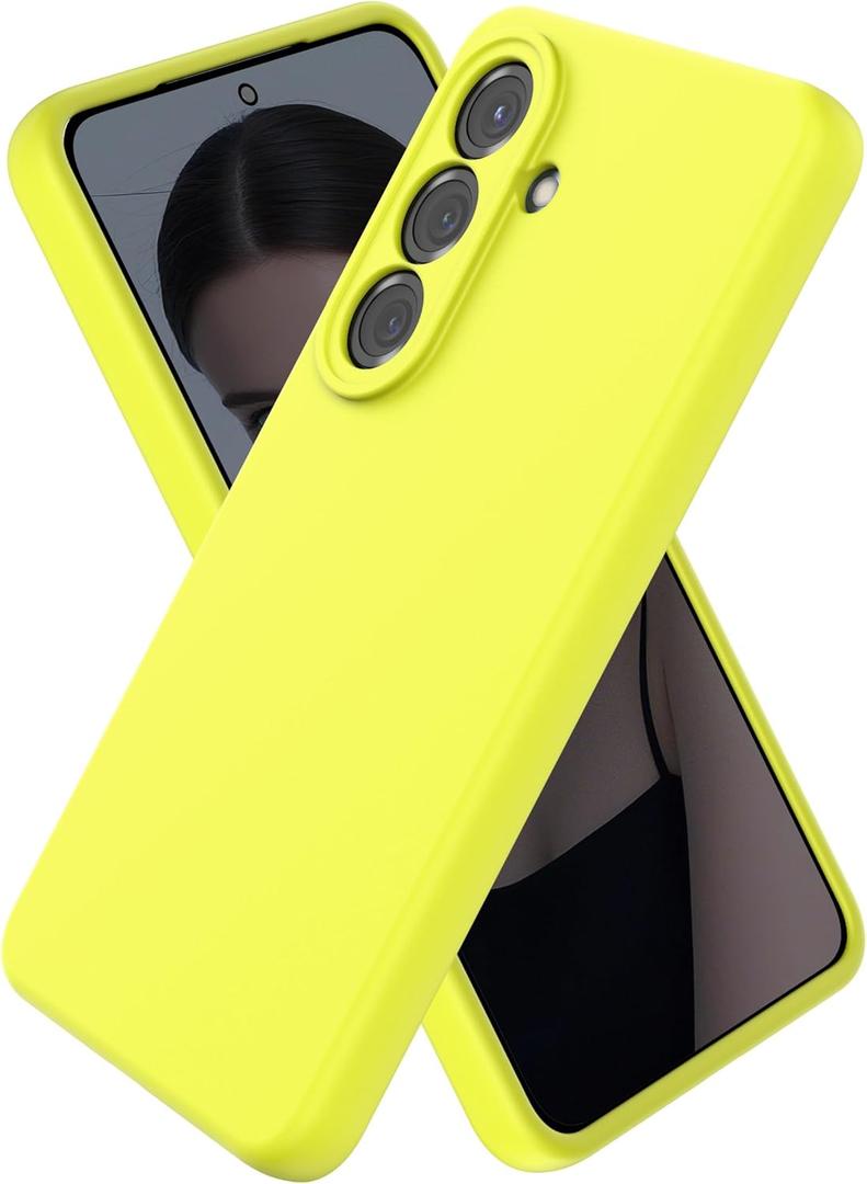 CUZMIGO for Samsung Galaxy S26 Case, Soft Liquid Silicone Slim Phone Cover with Raised Camera Lens Protection, Anti-Scratch Microfiber Lining & Smooth Grip, Neon Yellow