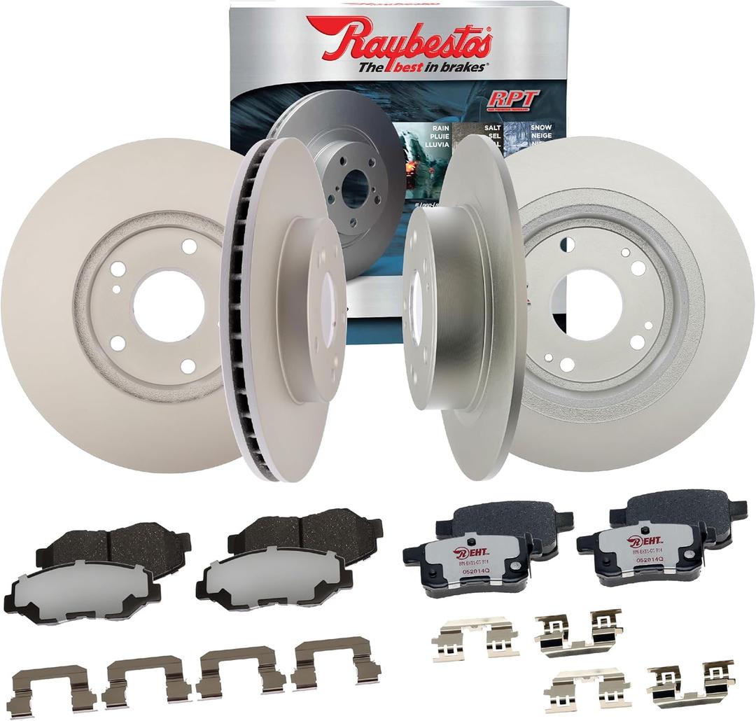 Raybestos E3V90054 Element3 Automotive Replacement Brake Kit for Front and Rear Coated Rotors and Hybrid Brake Pads for 2008-2012, 2014-2017 Honda Accord