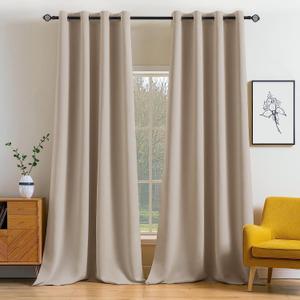 MIULEE Blackout Curtains 96 Inches Long for Bedroom Living Room Thermal Insulated Room Darkening Grommet Top Solid Light Blocking Drapery Set of 2 Window Panels Taupe