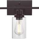MELUCEE 3 Light Bathroom Vanity Light Oil Rubbed Bronze, Industrial Wall Light Fixture with Clear Glass Shade Sconces for Bedroom Porch Kitchen Living Room (Patent No.: US D963914 S)