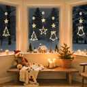 JMEXSUSS Christmas Window Lights Indoor, Christmas Lights Battery Operated with Suction Cup, Jingle Bell & Xmas Tree & Star Hanging Light for Window Wall Holiday Party Decorations