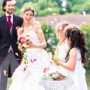 Honeydak 3 Pcs 9 Inch Wedding Flower Girl Baskets with Foldable Handle, Satin Lace Bowknot Baskets for Wedding Flower Girl (White)