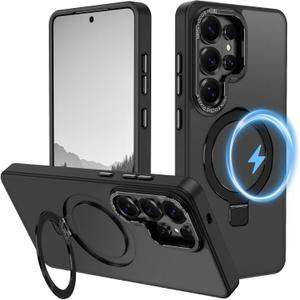 Hekodonk for Galaxy S26 Ultra Case with Magnetic Invisible Ring Stand,Compatible with Magsafe,Slim Translucent Matte Back Shockproof Drop Protective Case for Samsung Galaxy S26 Ultra,Black