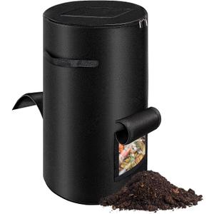 Compost Bins Outdoor with Observation Windows, 34 Gallon Reusable Home Compost Bucket for Outside Garden, Backyard, Heavy Duty Nonwoven Fabric Yard Waste Bag (1 Pack, Black)