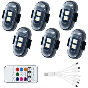 4PCS Wireless LED Lights for Car with Remote Control, High Brightness Wireless LED Strobe Light 8 Colors USB Charge IP65 Waterproof Anti-Collision for Car Motorcycle Aircraft Bike (4)