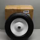 16" Flat Free Solid Tire and Wheel with 2pcs 3/4" Bearing, 4.80/4.00-8 PU Airless Tires with 5/8" Ball Bearings 6" Centered Hub for Hand Truck/Utility Cart/Various Carts, 1 P(330 Lb Gemstone Stripe), Light Grooves