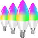 DOGAIN Smart Light Bulb Works with Alexa Google Home E12 Base WiFi Candelabra LED Light Bulb Color Changing Dimmable Chandelier Light Bulbs 360 lm 35w Equivalent 4 Pack (2.4GHz WiFi Only)