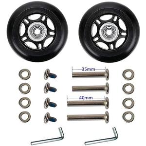 1 Pair/2pcs Luggage Suitcase Replacement Wheels 60mm*24mm, Rubber Swivel Caster Wheels 6mm Bearings Repair Kits (OD60xThk24mm/2.36x0.94in)