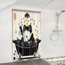 LGhtyro Funny Frog Shower Curtain Bathroom Set 48Wx71H Inches Cute Retro Animal Taking Shower Rubber Duck Asian Style Traditional Japanese Bath Accessories Frog Art Home Decor Fabric 8 Pack Hooks