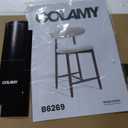 COLAMY Counter Height Bar Stools Set of 2, Kitchen Bar Stools with Back, Mid Century Modern Upholstered, with Wood Legs for Kitchen Island Dining Room, Beige