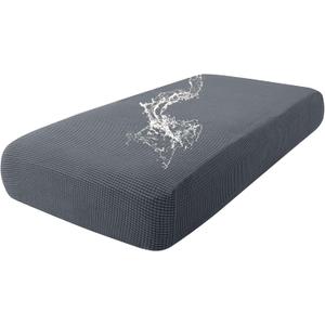 hyha Waterproof Couch Cushion Covers, Washable Sofa Cushion Slipcovers, Thick Stretch Jacquard Fabric, Couch Sofa Covers for Pets with Elastic Bottom (1 Piece for Medium, Grey)