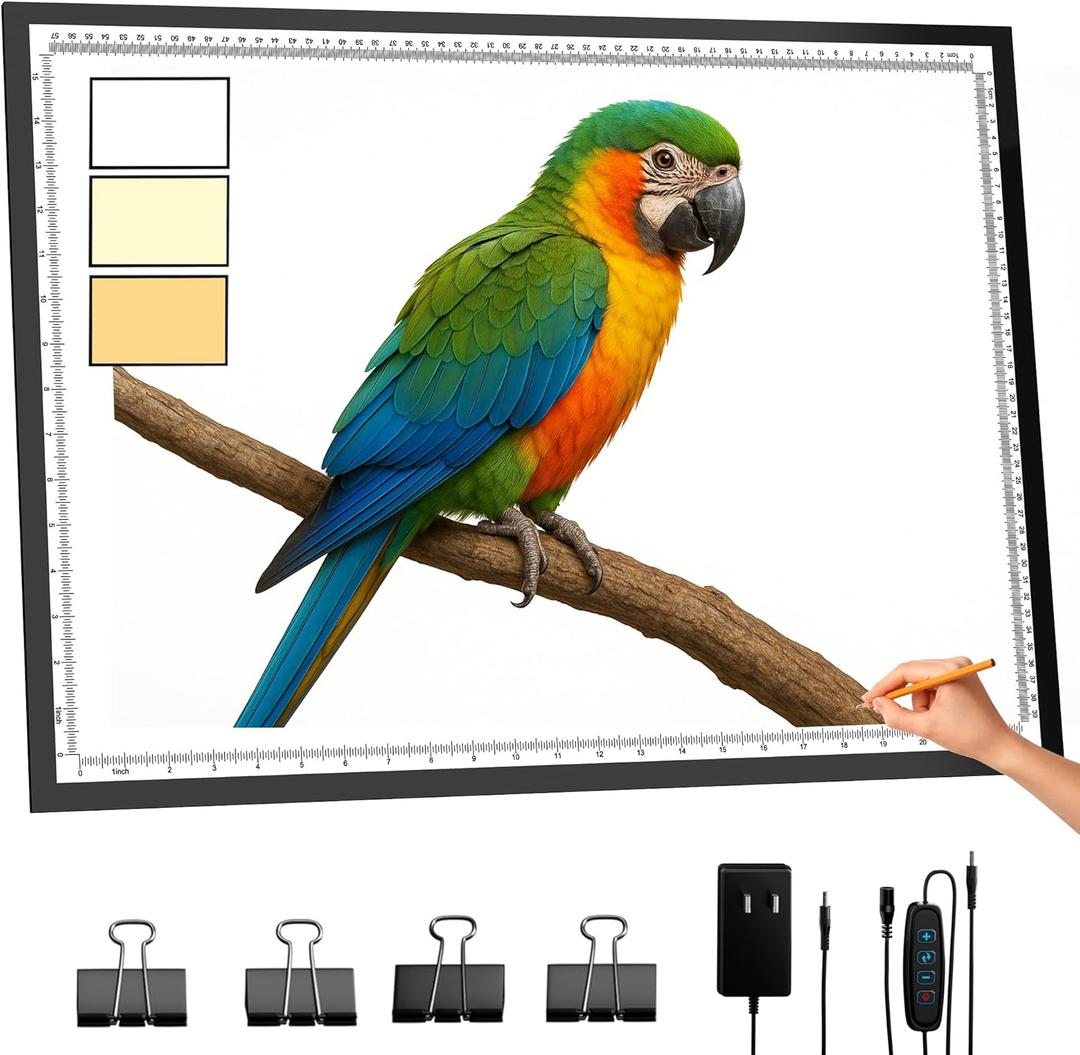 A2 Light Pad 26"x19", 10000+ LUX High Brightness, 3 Colors & 10-Level/Stepless Dimming,Light Board Extra Large with UL Adapter for Diamond Painting, Drawing, Tracing, Sketching-Aluminum Frame