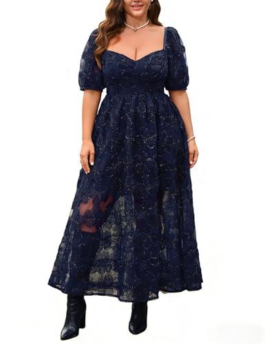 Bridal Shower Dresses for Guest: Mother of Bride Dresses for Curvy Women - Navy Blue Prom Dress - Formal Long Dress - Maternity Gown for Photoshoot, Large 