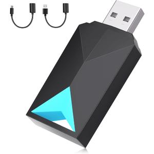 Wireless CarPlay Adapter/Android Auto, 2 in 1 Wired to Wireless Carplay Dongle Fit for Factory Wired CarPlay/Android Auto Cars 2016+, 5GHz WiFi Low Latency Plug & Play Online Update Black