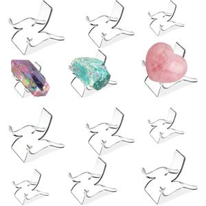 (3 Sizes 12 PCS)Crystal Display Stand,Acrylic Rock Holder,Clear Display Easel Stands Pedestal for Crystal,Geodes,Rock,Mineral Agate Fossil Coral Gemstone Small Collectibles Display Stands