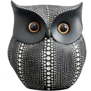 Asng Owl Decor Statue Sculpture for Home, Office, Bookshelf,TV Stand Decoration Resin Animal Sculpture Minimalist Style Crafts Gift for Friend or Family, Animal Lovers (Black)(5.6*4.9*2.8 in)