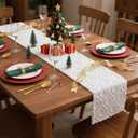 Christmas Table Runner White Faux Fur Table Runner 13 x 72 Inch with Crossed Textured Pattern Farmhouse Boho Soft Plush Tabletop Decor for Home Banquet Dining Winter Xmas Holiday Party Favor