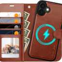 OCASE for iPhone 16 Plus Case Detachable Wallet Case with Card Holder, 2 in 1 Pu Leather Flip Folio with RFID Blocking Stand Wrist Strap Shockproof Phone Cover 6.7 Inch 2024, Dark Brown