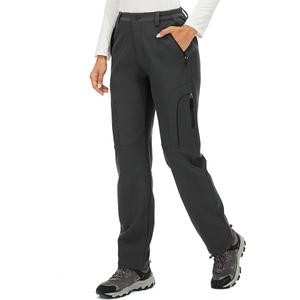 Women's Snow Hiking ski Waterproof Fleece Lined Outdoor Cargo Pants Softshell Winter Warm Pants with Zipper Pockets,H4409,Grey,26