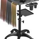 ZHOOGE Hairstylist Rolling Cart, Salon Trolley With Storage Platform and Hair Separator Stand, Coloring Tray With Dye Bowls and Tools, Black
