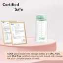 COMI Wide Neck Glass Breastmilk Collection n Storage Bottle, 2 Packs,10oz with Screw Ring Sealing Disk,Re-markable Sealing Disc,BPA Free,Fits Breast Pumps&Nipples(2 Green Lids)