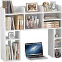 NUTIKAS White Desk Hutch Dorm with Shelves and File Organizer - 37" Wood Desktop Hutch for College Room, Desktop Bookshelf for Computer Desk, Space Saving Bookshelf