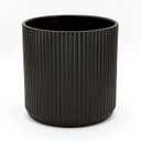 Amazon Basics Fluted Round Ceramic Planter, 8-inch, Black