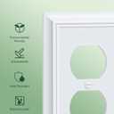 6-Pack Duplex Outlet Cover Plate, Decorative Pure White Switch Plates and Outlet Covers, Natural Bamboo Fiber Wall Plates for Electrical Outlets, 1 Gang Receptacle Cover, Corrosion Resistant